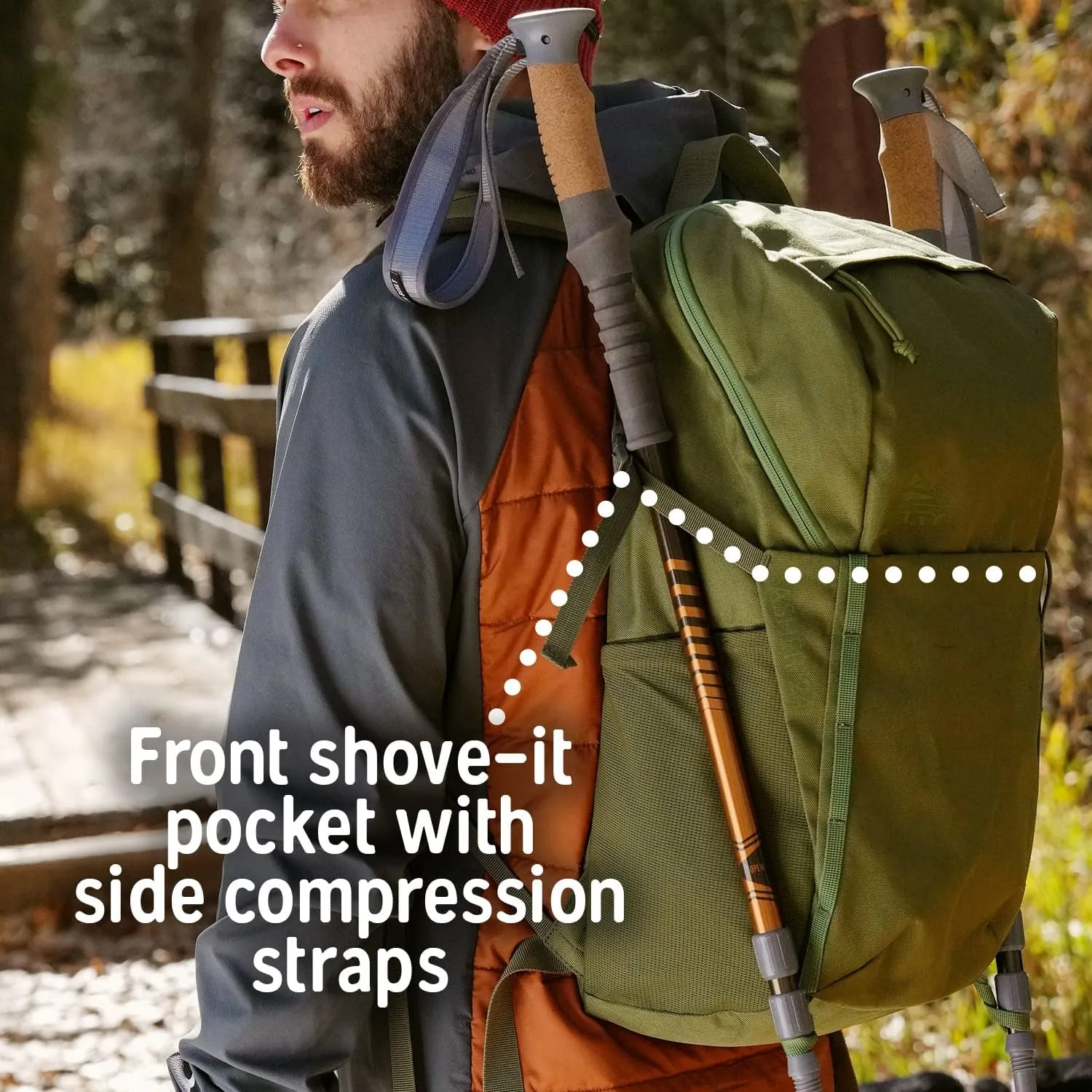 Kelty Asher Day Hiking Pack, 18-85 Liter Capacity, Men’s and Women’s Hiking, Backpacking, Travel Pack, Hydration Compatible, Internal Frame 2023 Model (24L Moss)