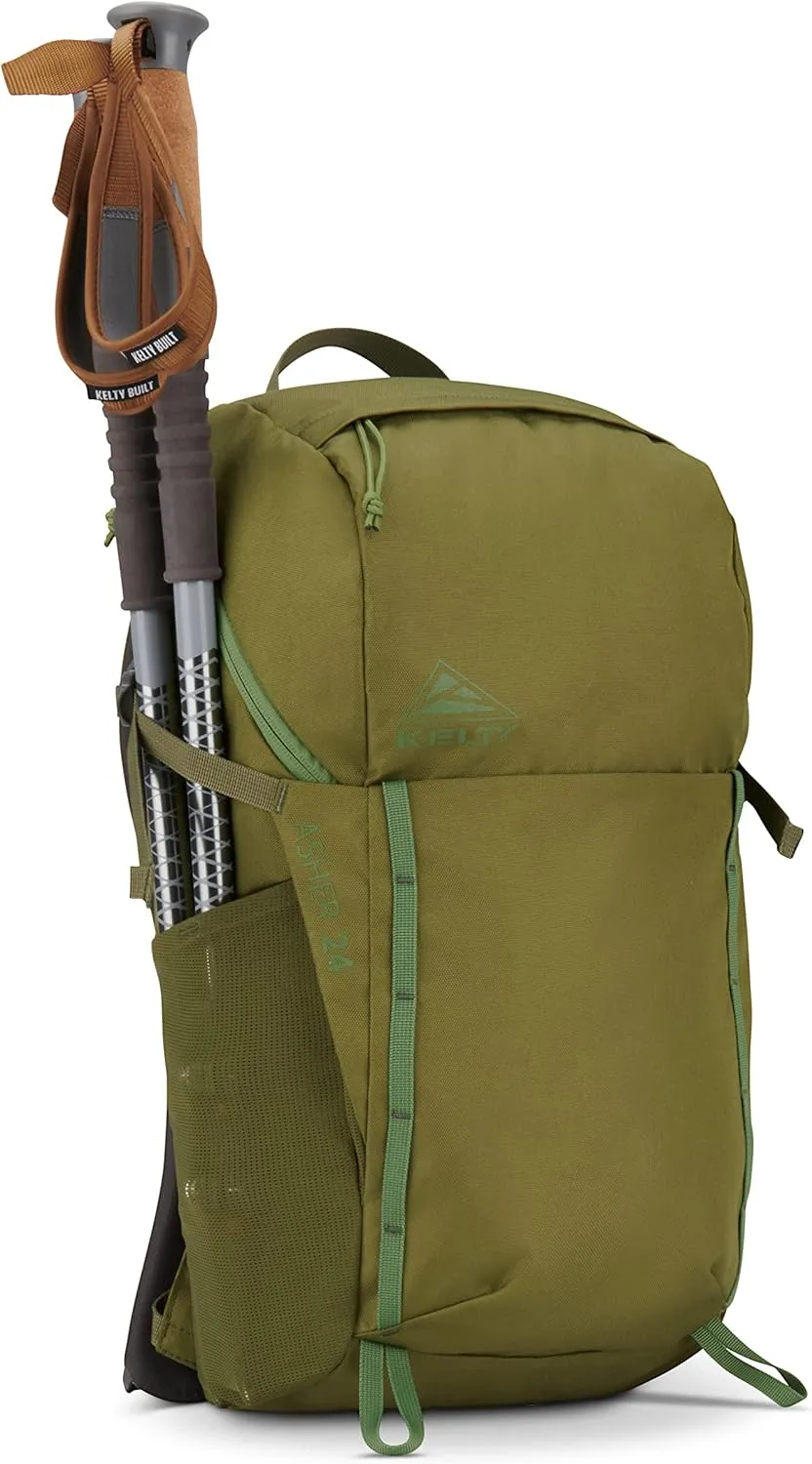 Kelty Asher Day Hiking Pack, 18-85 Liter Capacity, Men’s and Women’s Hiking, Backpacking, Travel Pack, Hydration Compatible, Internal Frame 2023 Model (24L Moss)