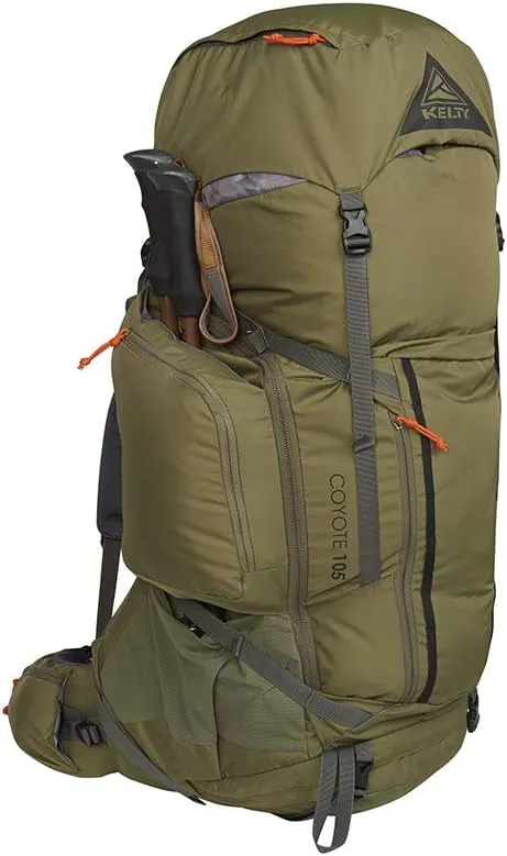 Kelty Coyote 60-105 Liter Internal Frame Backpack - Hiking, Backpacking, Travel, Hydration Compatible, Fully Adjustable (105L / Dark Olive)