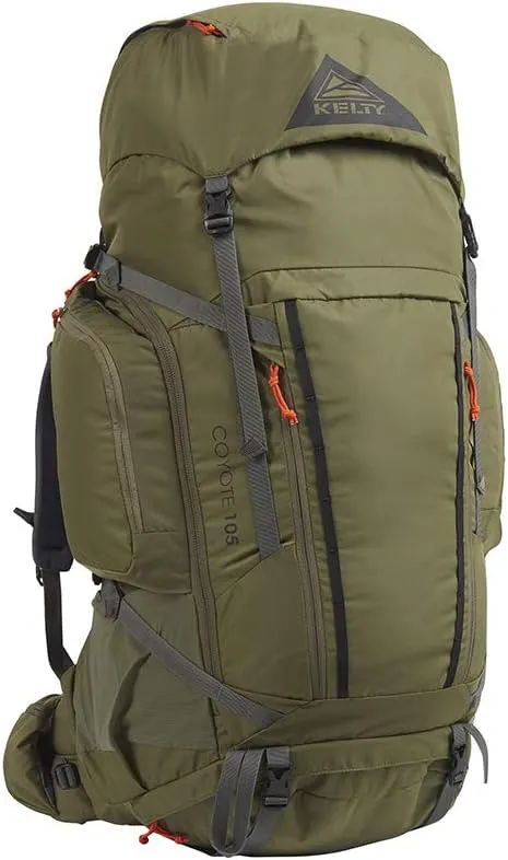 Kelty Coyote 60-105 Liter Internal Frame Backpack - Hiking, Backpacking, Travel, Hydration Compatible, Fully Adjustable (105L / Dark Olive)