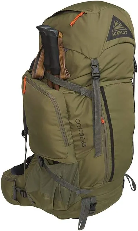 Kelty Coyote 60-105 Liter Internal Frame Backpack - Hiking, Backpacking, Travel, Hydration Compatible, Fully Adjustable (65L / Dark Olive)