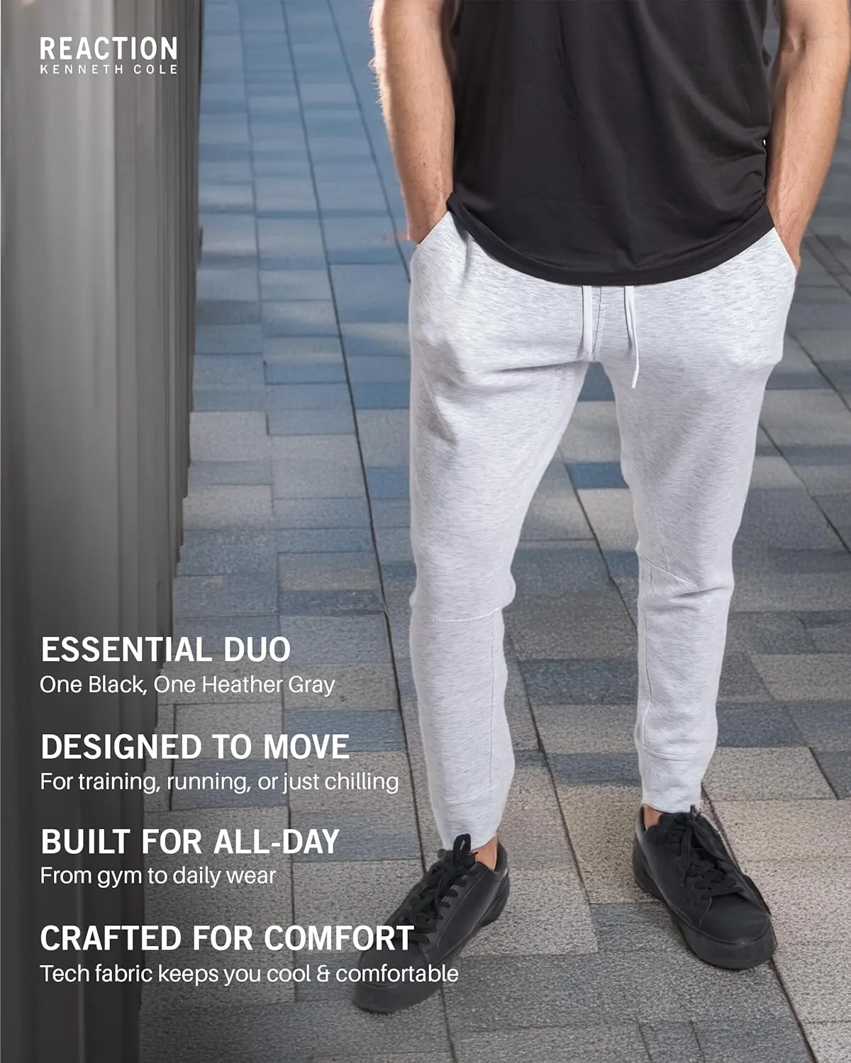 Kenneth Cole REACTION Stretch Scuba Knit Tapered Sweatpants for Men 2-Pack, Active Mens Joggers with Pockets Pack of 2