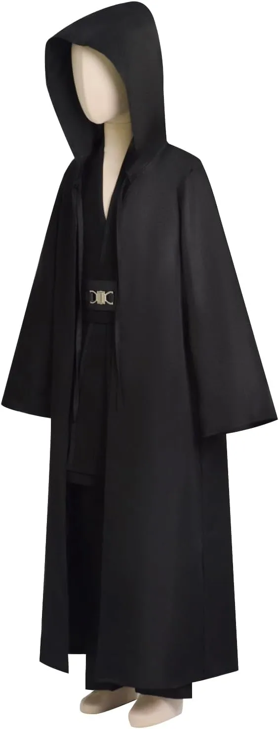 Kids Anakin Costume for Boys - Tunic With Hooded Robe Jedi Uniform - Halloween Cosplay Outfit for Children