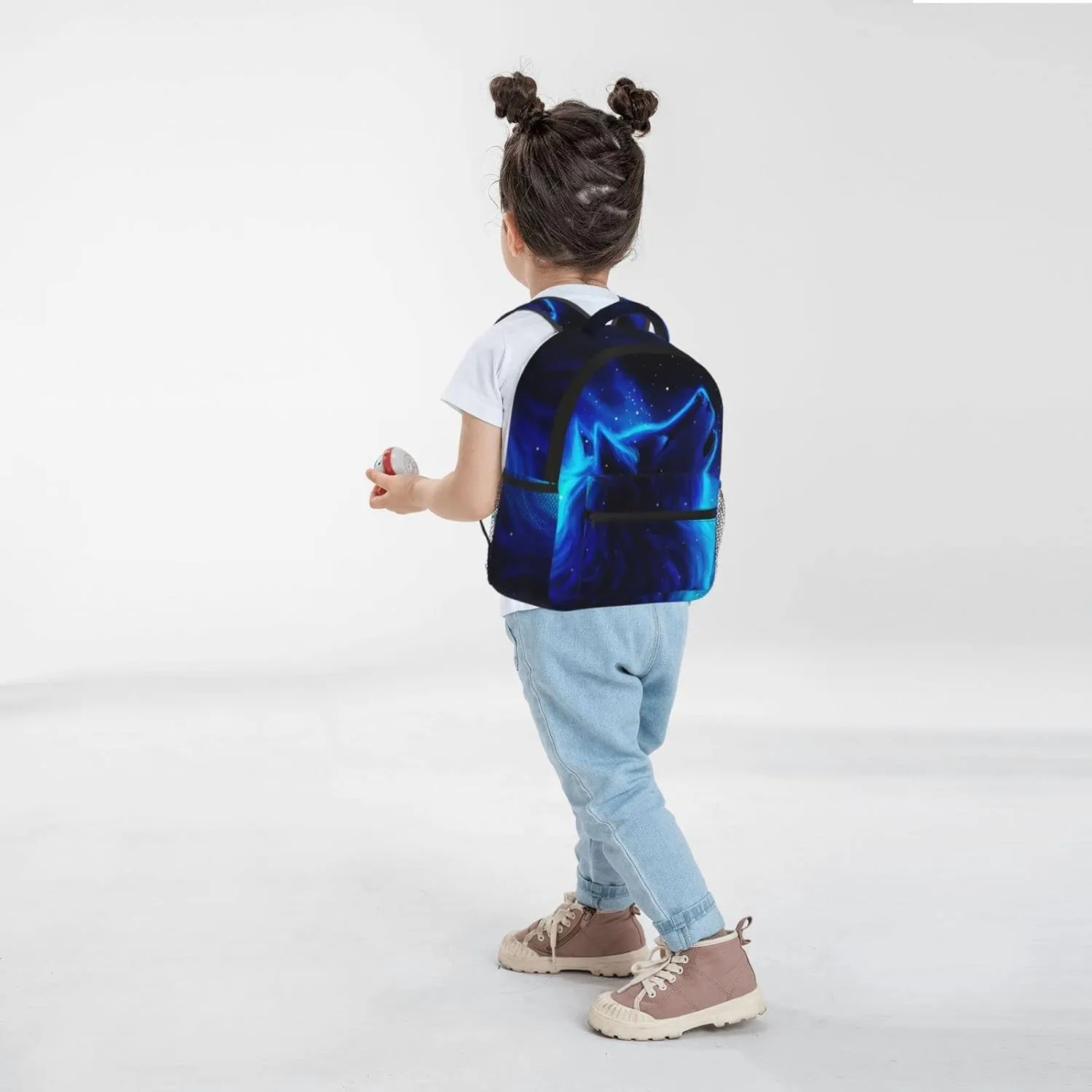 Kids Galaxy Howl Wolf Backpack Bookbag 12 inch Laptop Bag Shoulder Bag Casual Daypack for Girl Boys