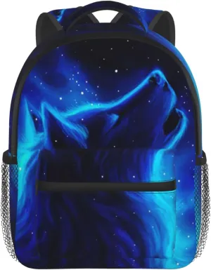 Kids Galaxy Howl Wolf Backpack Bookbag 12 inch Laptop Bag Shoulder Bag Casual Daypack for Girl Boys