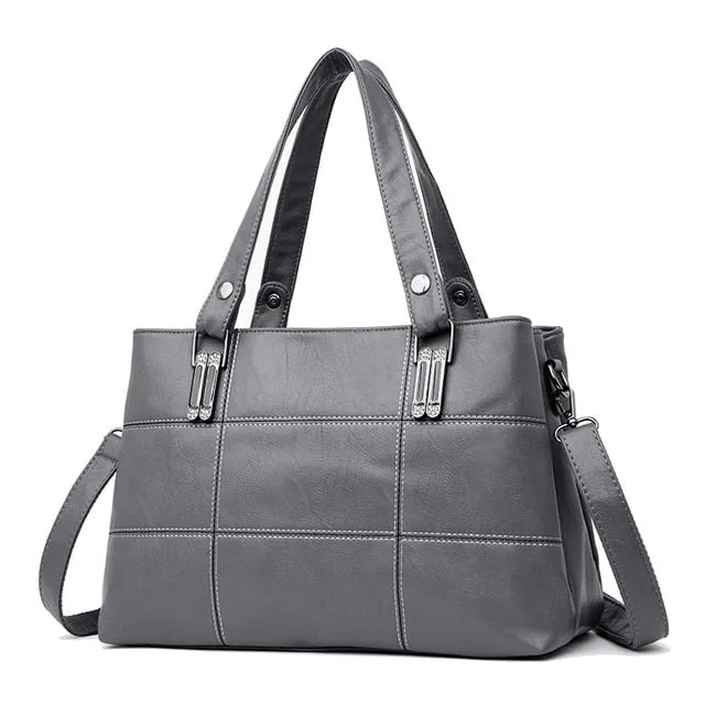 KMFFLY brand women leather handbags women's shoulder bags female messenger bag large capacity ladies casual tote bag black/red