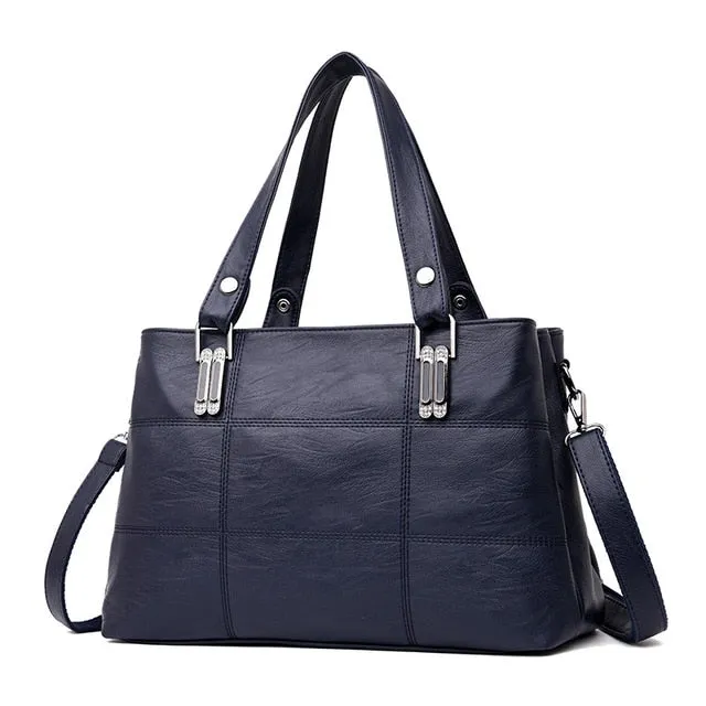 KMFFLY brand women leather handbags women's shoulder bags female messenger bag large capacity ladies casual tote bag black/red