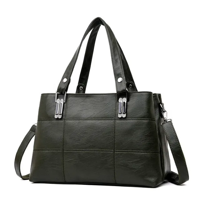 KMFFLY brand women leather handbags women's shoulder bags female messenger bag large capacity ladies casual tote bag black/red