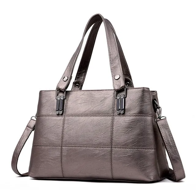 KMFFLY brand women leather handbags women's shoulder bags female messenger bag large capacity ladies casual tote bag black/red
