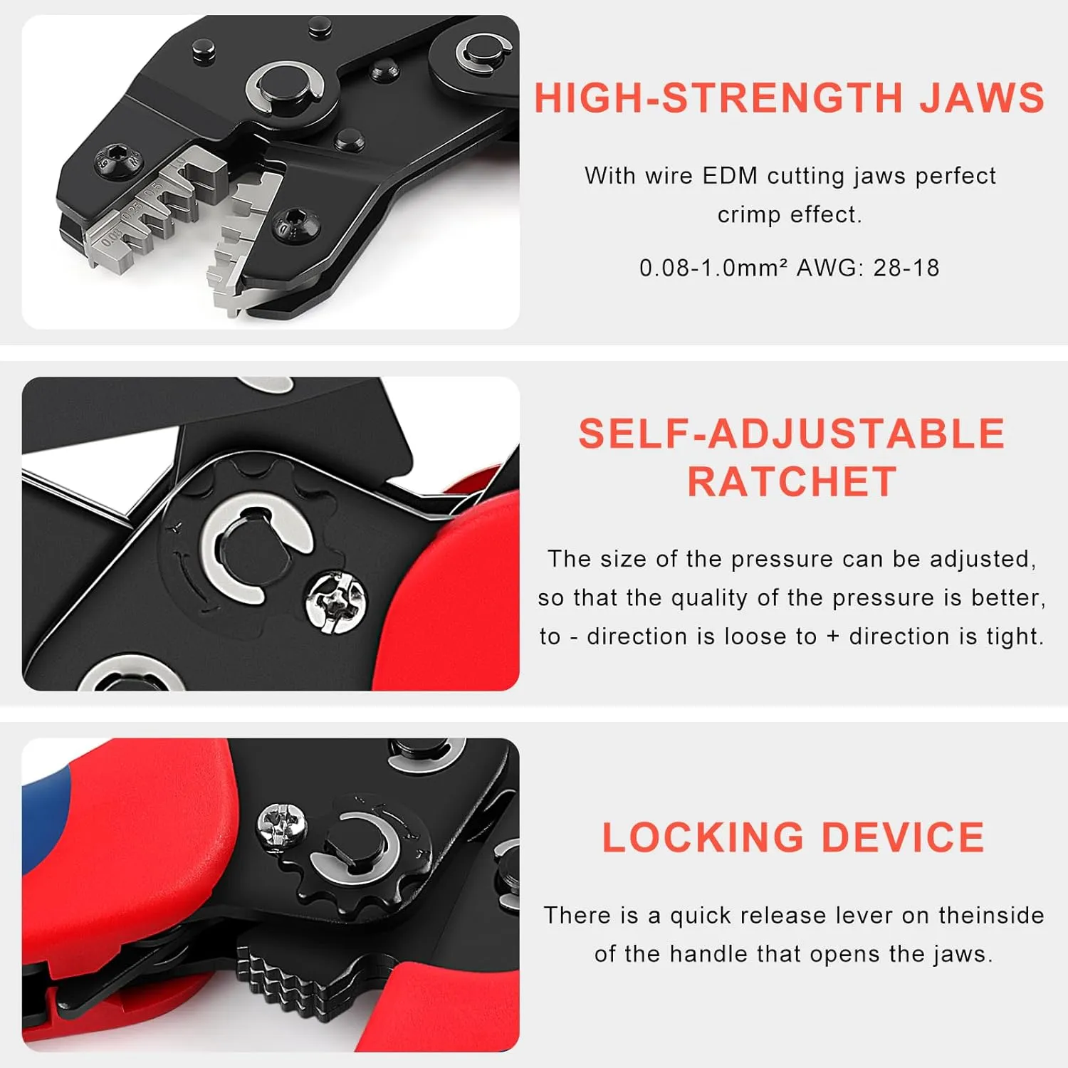 Knoweasy KN-2549 Precision Crimper Tool - Compatible with JST, Molex, Dupont Terminals - Ergonomic Wire Crimping Tool for Efficient Harness, Connectors, and Electrical Repair