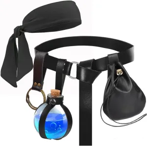 KOTORA Renaissance Costume Accessory Belt Pouch Purse Potion Bottle Belt Waist Set Retro Medieval Festival Ren Faire