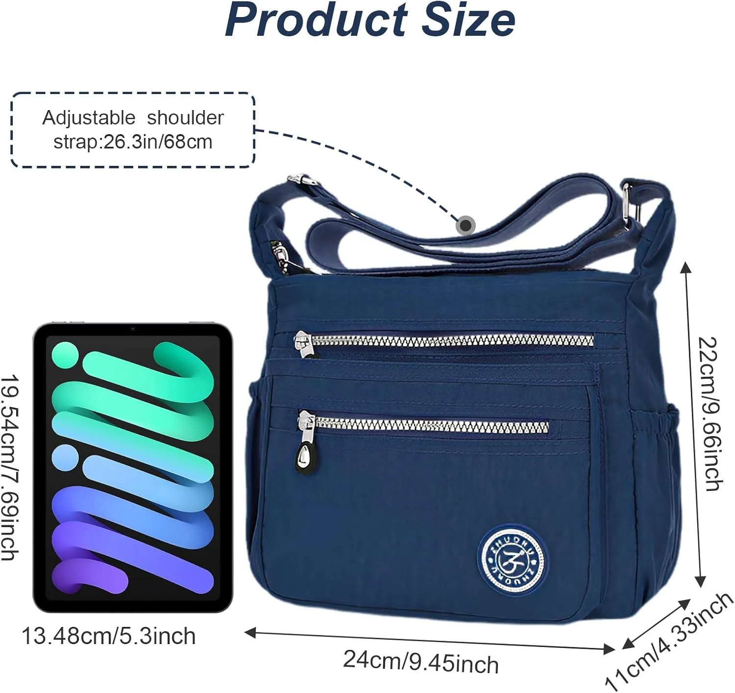 KXF Women's Waterproof Nylon Casual Crossbody Shoulder Messenger Bag Travel Purse Handbag with Multi Pocket