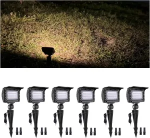 Landscape LED Flood Lights - 7W Outdoor Low Voltage Wall Wash Lights, 12V Waterproof Angle Adjustable Wide Beam Hardwired Aluminum Brown for Garden Patio House Sign 6 Pack