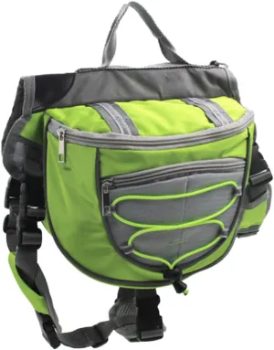 Large Dog Backpack for Travel Adjustable Breathable Saddlebag Harness for Outdoor Adventures Oxford Material for Hiking Camping Green