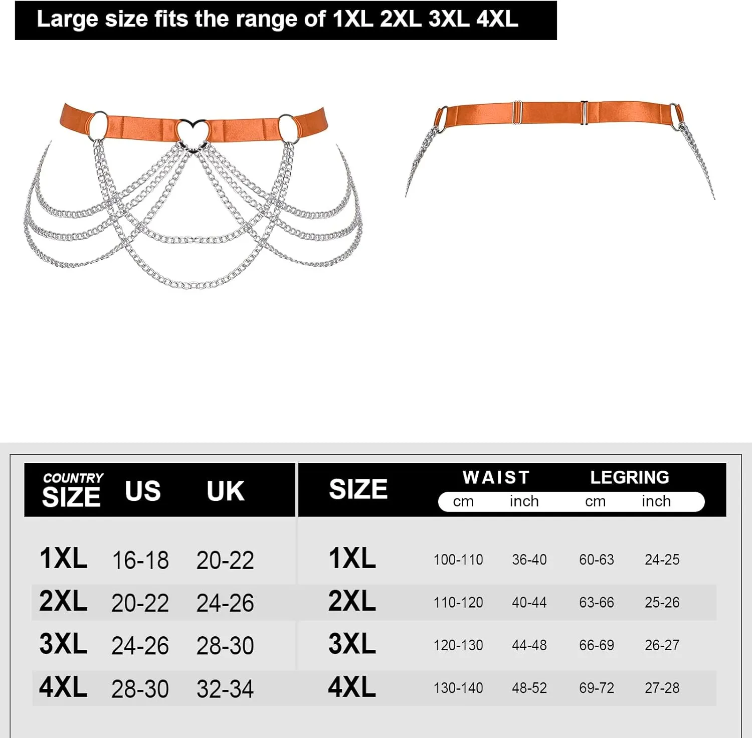 Large size Waist belts Body chain harness for women Plump Festival rave Halloween Punk gothic Plus size Lingerie cage