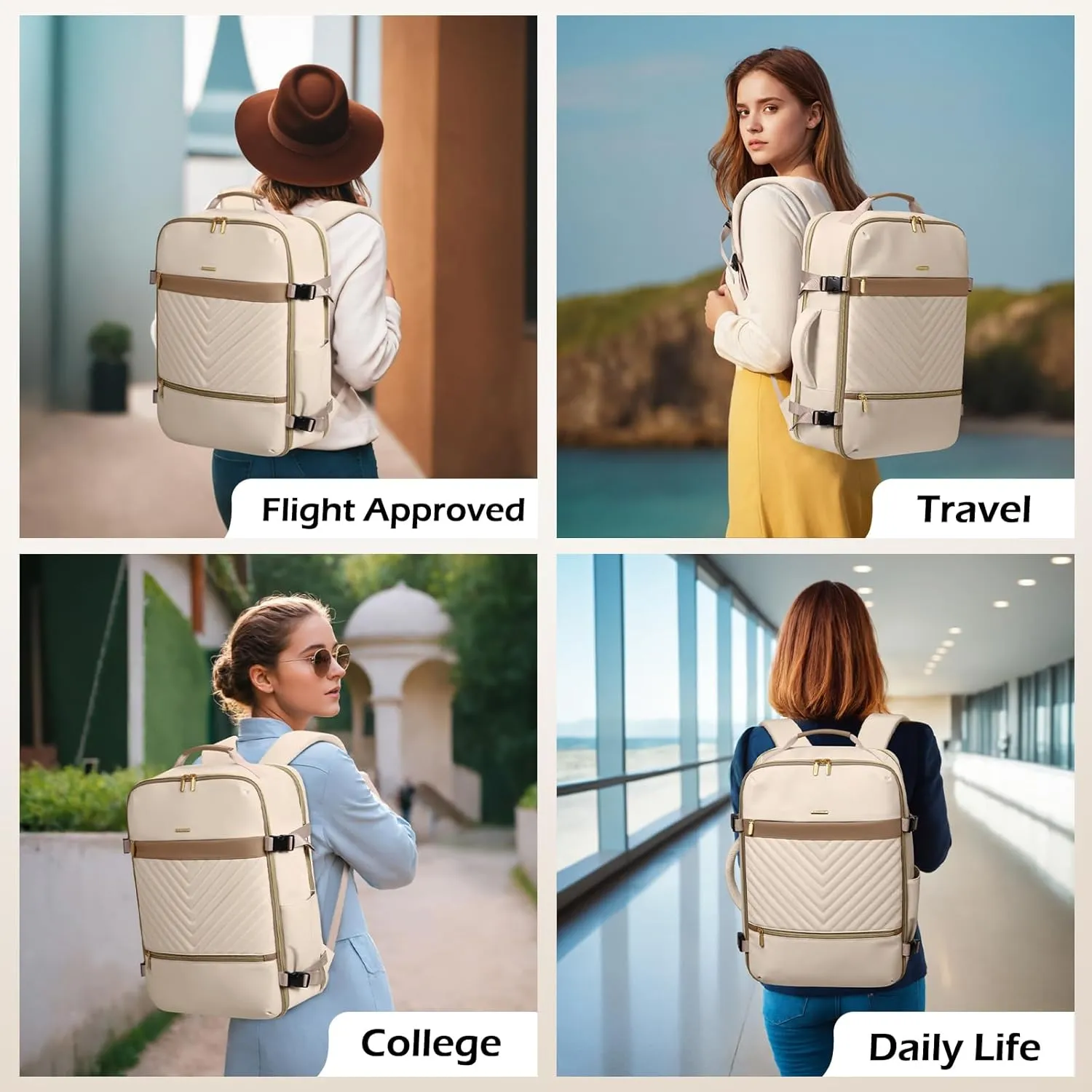 Large Travel Backpack 40L Flight Approved Anti-Theft Daypack for Women men Airplanes Personal Item Weekender College 17.3 Inch Laptop Backpacks