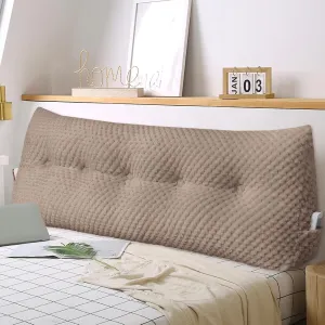 Large Triangular Headboard Wedge Pillow Soft and Supportive Headboard Backrest Positioning Support Bolster Cushion, Bed Wedge Pillow with Removable Cover(Brown,Queen,59x8x20inch)
