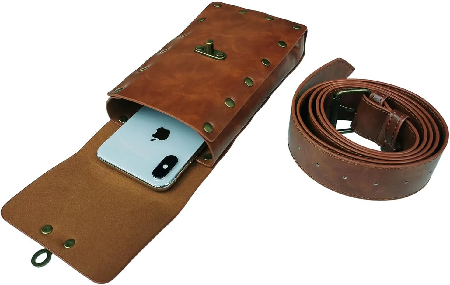 Larswon Renaissance Leg Bag - Synthetic Leather Belt Harness Thigh Bag for Women - Hip Coffee