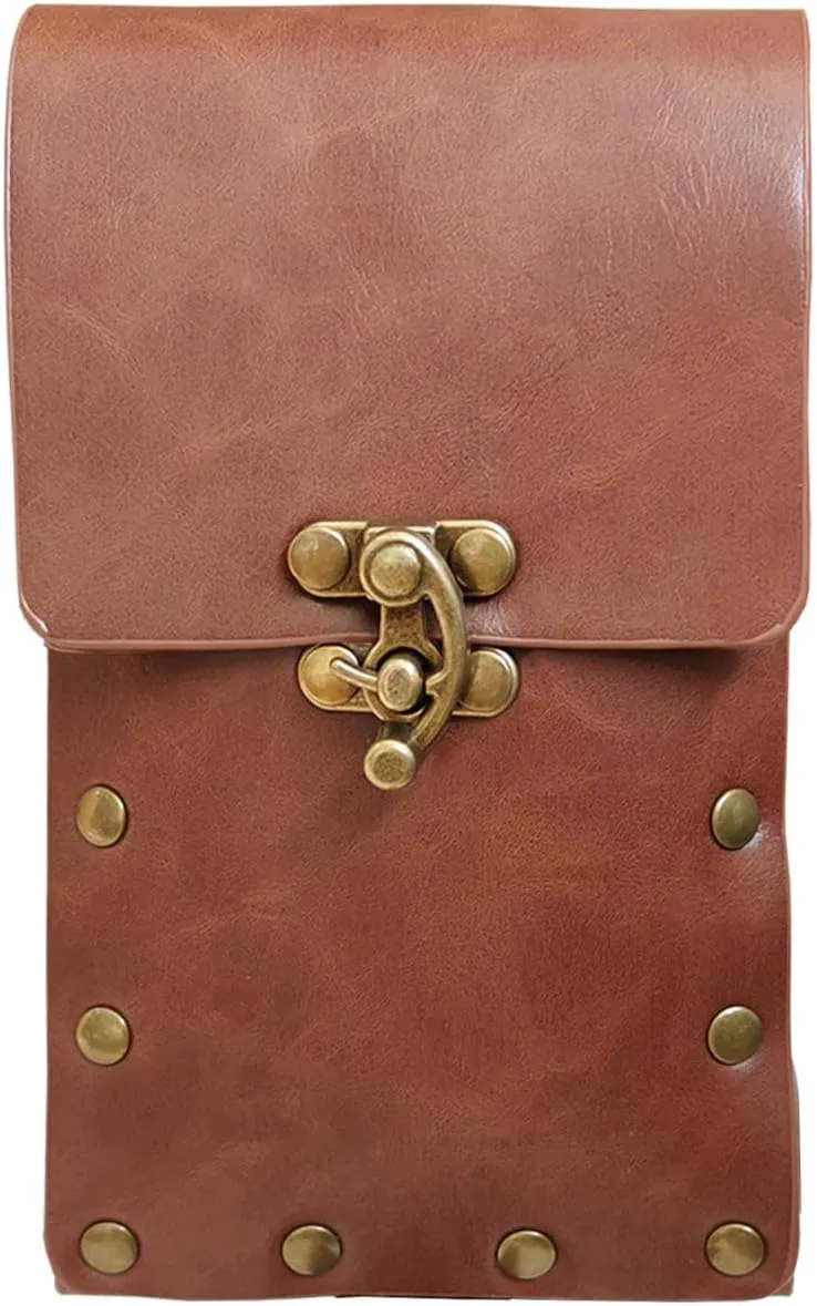 Larswon Renaissance Leg Bag - Synthetic Leather Belt Harness Thigh Bag for Women - Hip Coffee