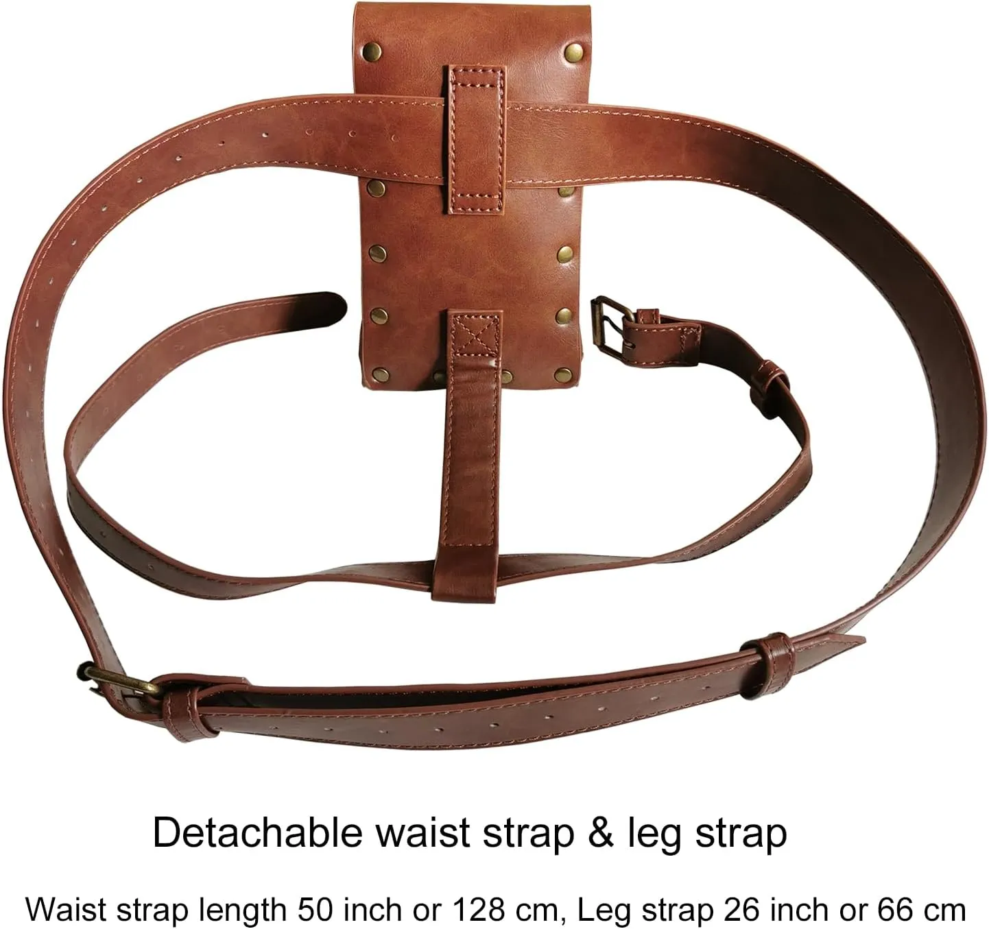 Larswon Renaissance Leg Bag - Synthetic Leather Belt Harness Thigh Bag for Women - Hip Coffee