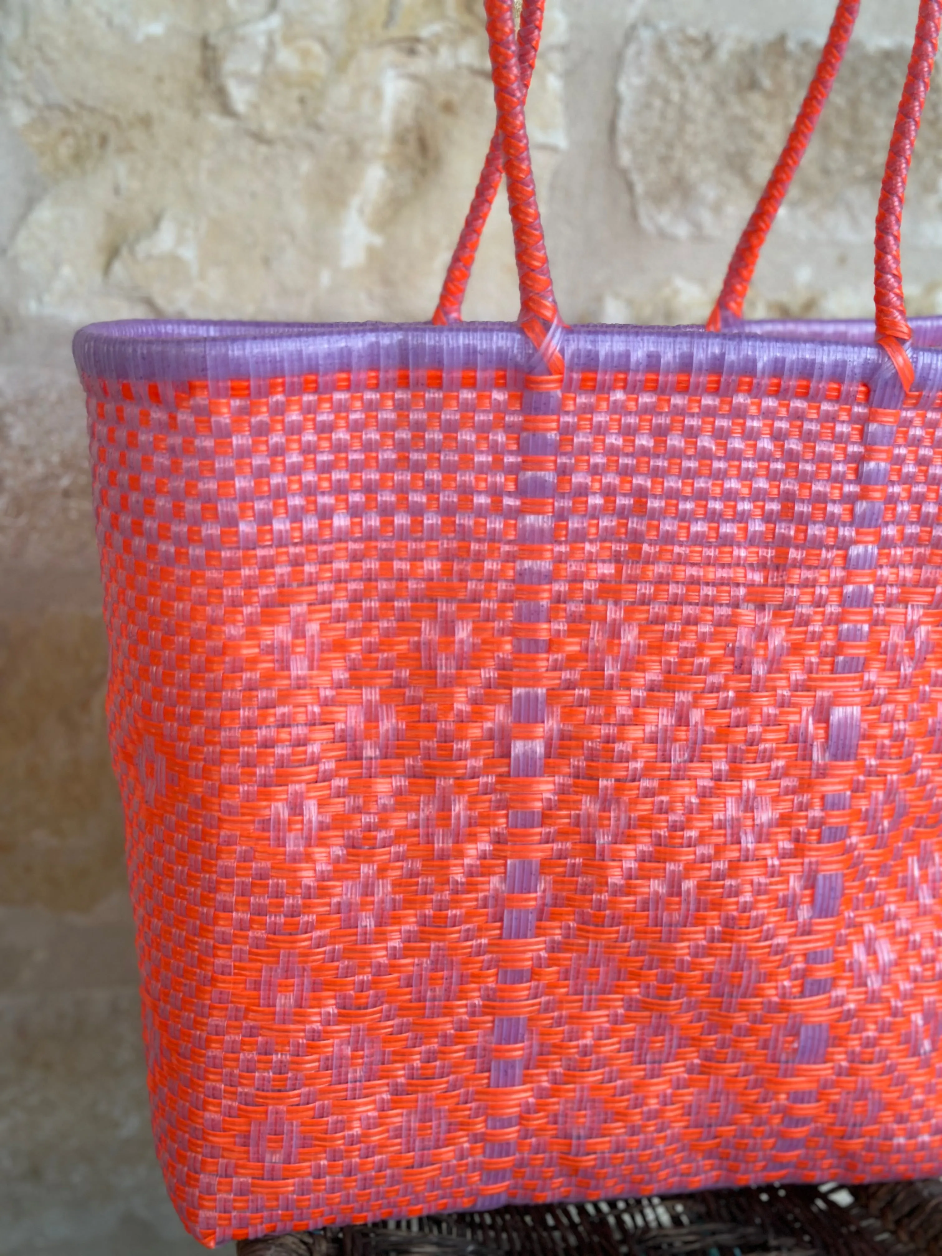 Lavender and Orange Woven Tote