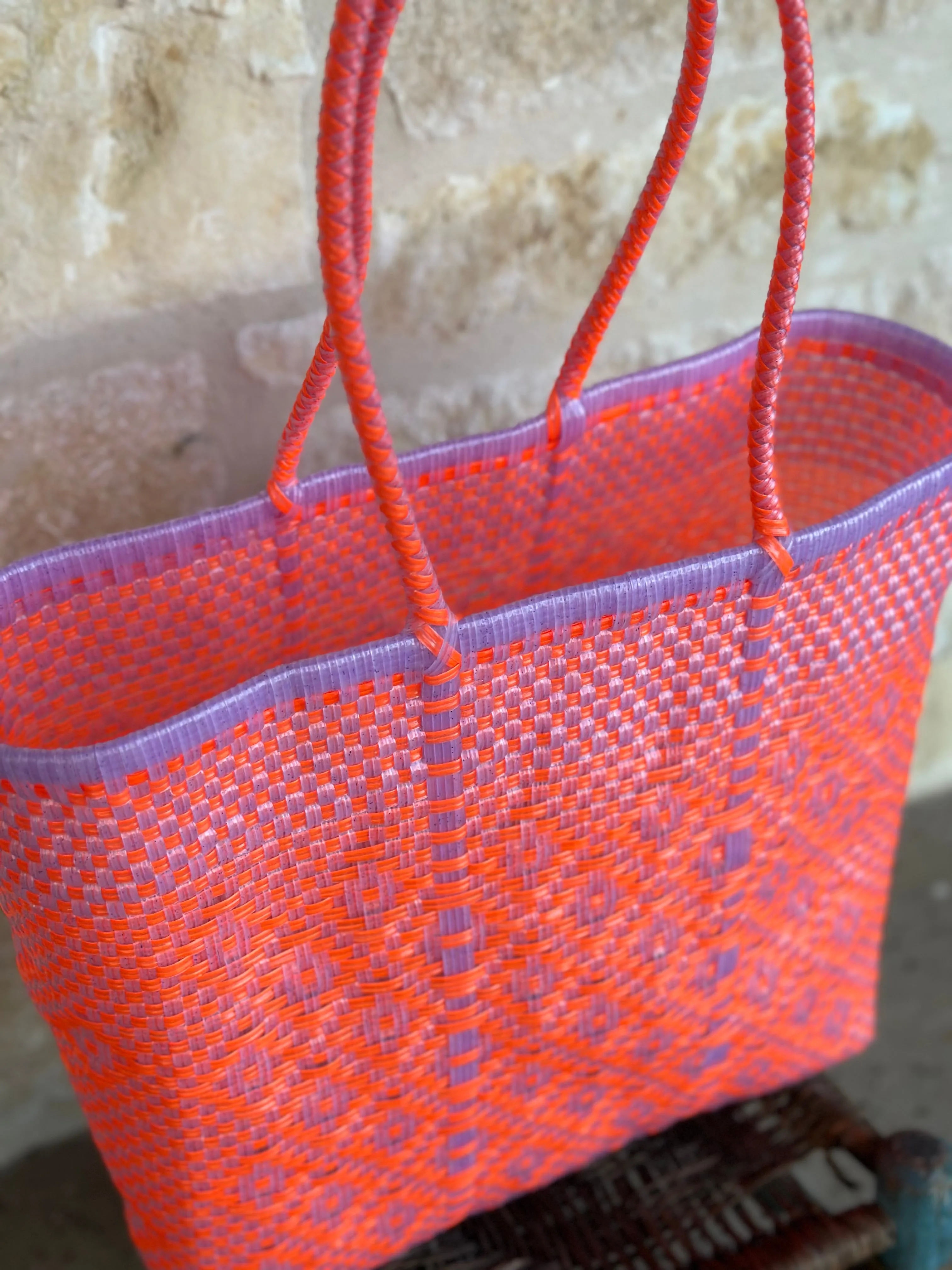 Lavender and Orange Woven Tote