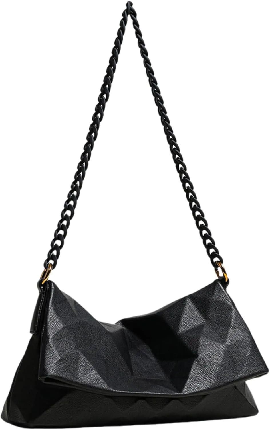 Leather Crossbody Bag for Women, Geometry Purse Designer Evening Handbag Diamond Pattern Shoulder Clutch with Chain