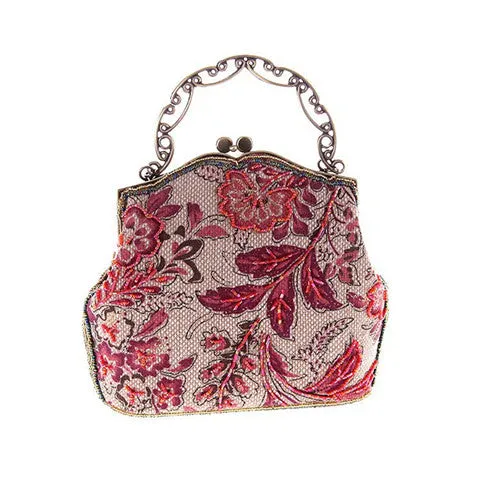 Linen Knitting Flower Vintage Bag
