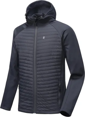 Little Donkey Andy Men's Insulated Running Warm Jacket, Thermal Hybrid Hiking Jacket