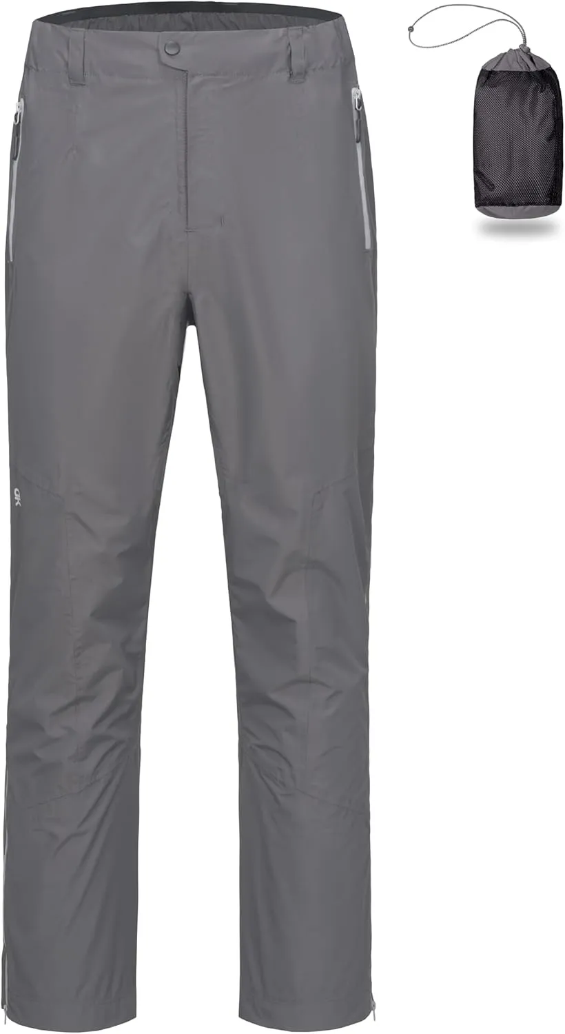Little Donkey Andy Men's Rain Pants Waterproof Lightweight Overpants Windproof Outdoor Pants for Hiking, Golf, Fishing