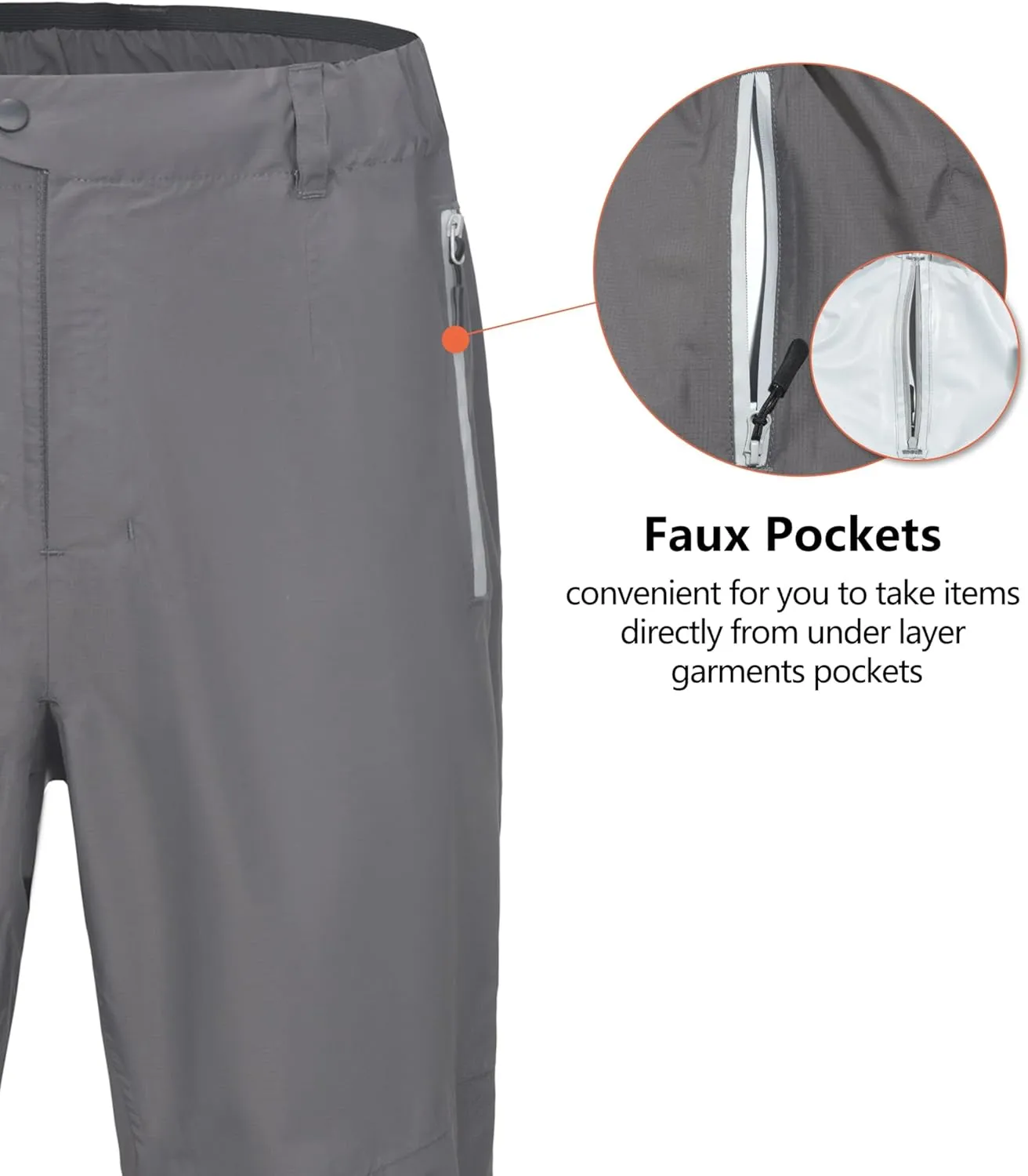 Little Donkey Andy Men's Rain Pants Waterproof Lightweight Overpants Windproof Outdoor Pants for Hiking, Golf, Fishing