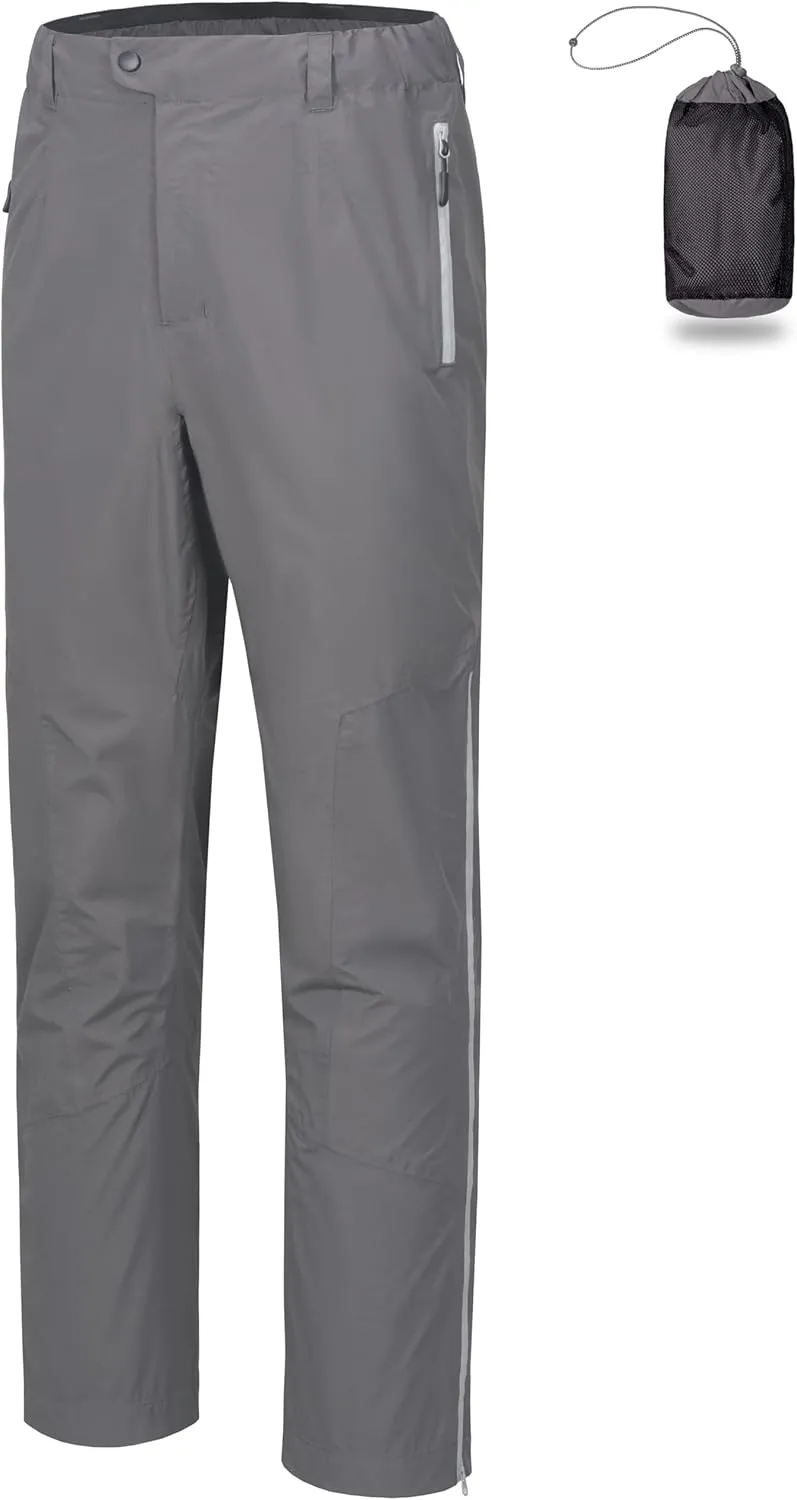 Little Donkey Andy Men's Rain Pants Waterproof Lightweight Overpants Windproof Outdoor Pants for Hiking, Golf, Fishing