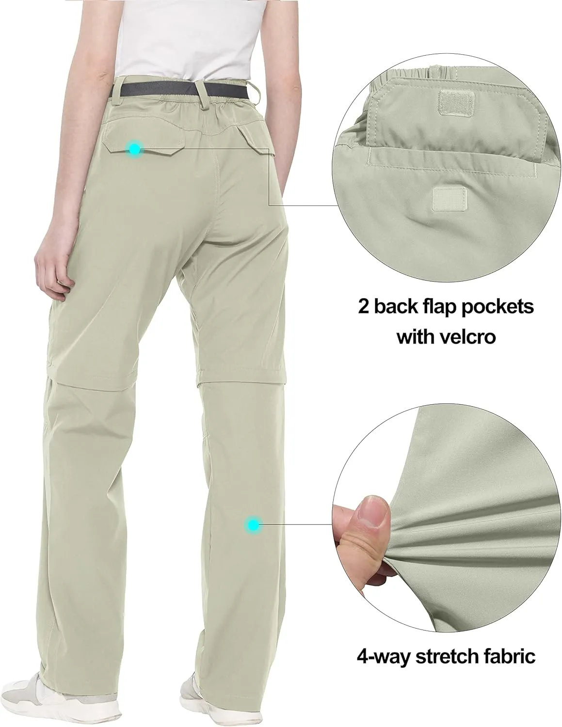 Little Donkey Andy Women's Convertible Hiking Pants Quick Dry Zip Off Shorts Lightweight Fishing Travel Trousers