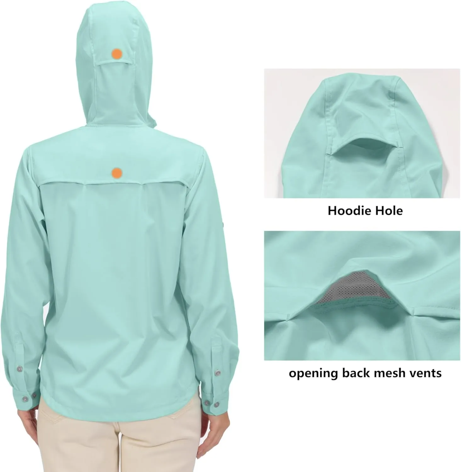 Little Donkey Andy Women's Hoodie Long Sleeve Shirt UPF 50  Sun Protection Outdoor Quick Dry Fishing Hiking Shirts