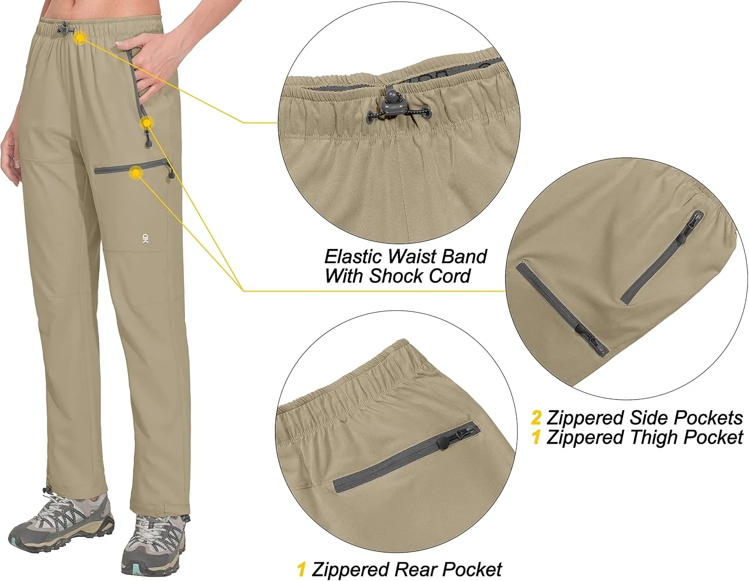 Little Donkey Andy Women's Lightweight Quick Dry Cargo Hiking Pants UPF 50  Stretch Travel Casual Trousers