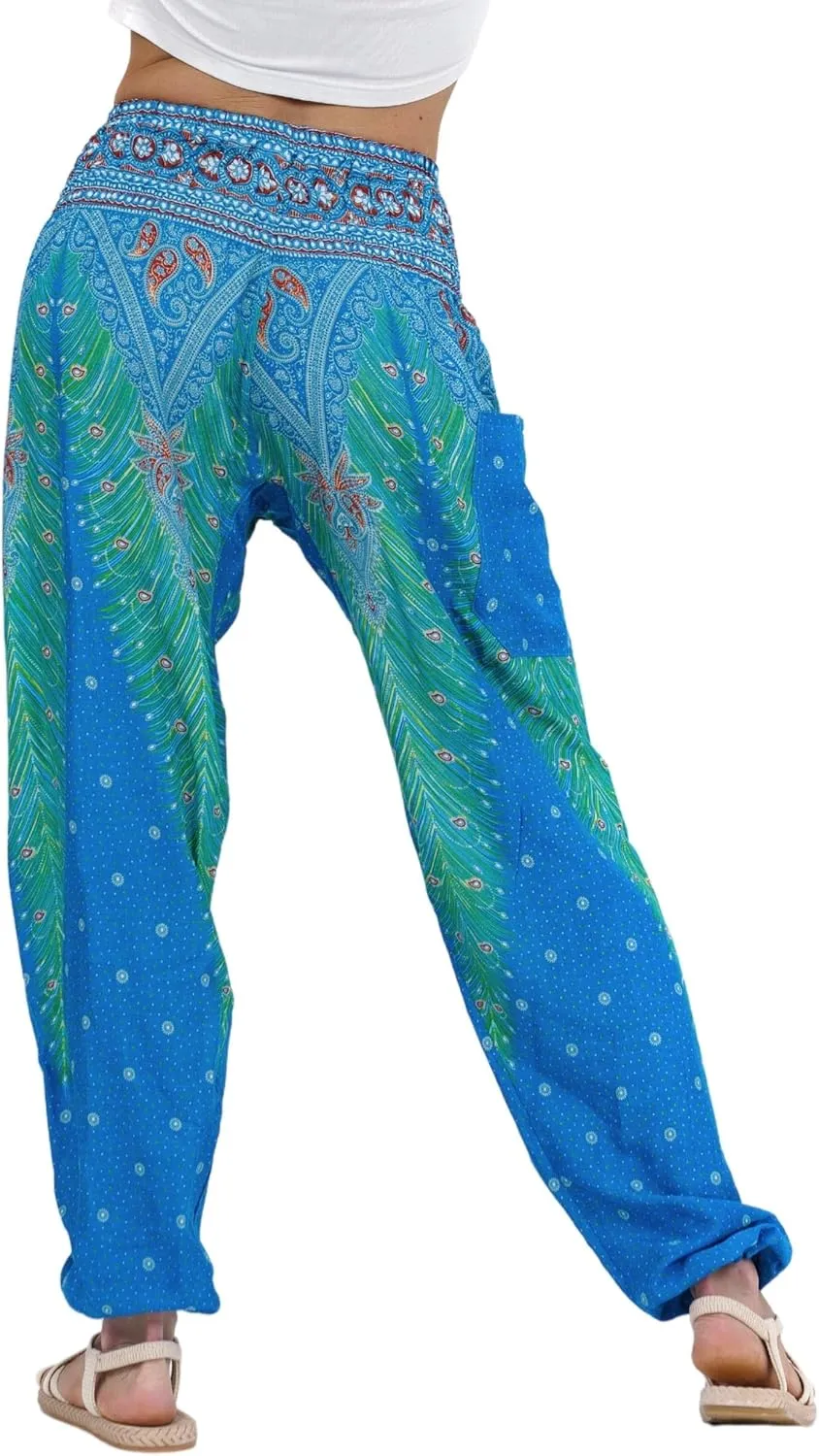 LOFBAZ Harem Yoga Pants for Women S-4XL Hippie Boho PJs Lounge Beach Print Plus