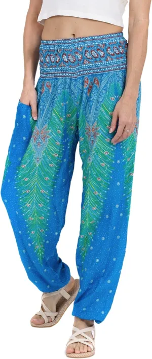 LOFBAZ Harem Yoga Pants for Women S-4XL Hippie Boho PJs Lounge Beach Print Plus