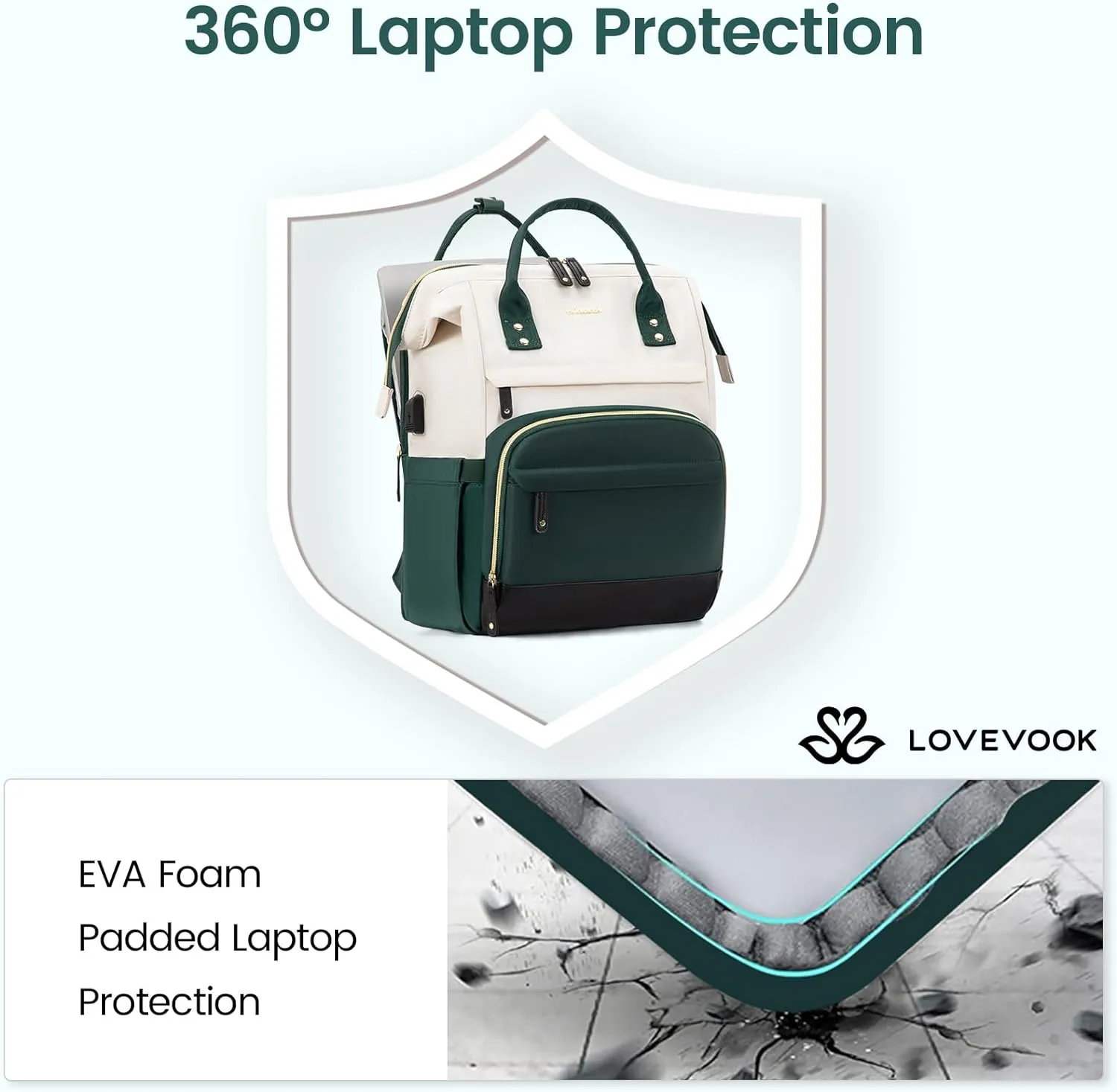 LOVEVOOK Laptop Backpack for Women, 15.6 Inch Work Business Backpacks Purse, Large Capacity Nurse Bag College Bookbag for School, Waterproof Casual Daypack for Travel