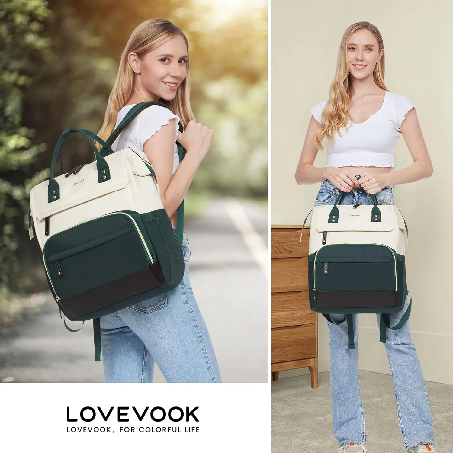 LOVEVOOK Laptop Backpack for Women, 15.6 Inch Work Business Backpacks Purse, Large Capacity Nurse Bag College Bookbag for School, Waterproof Casual Daypack for Travel