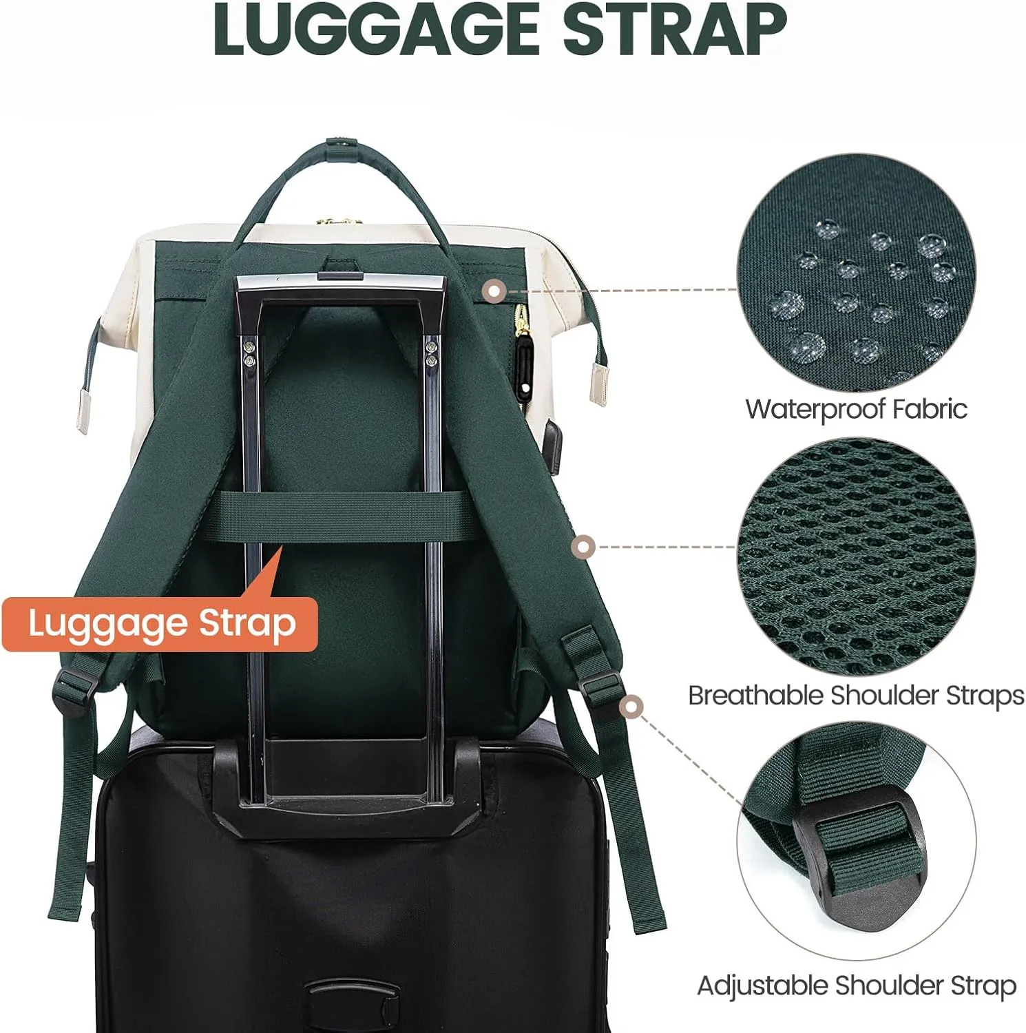 LOVEVOOK Laptop Backpack for Women, 15.6 Inch Work Business Backpacks Purse, Large Capacity Nurse Bag College Bookbag for School, Waterproof Casual Daypack for Travel