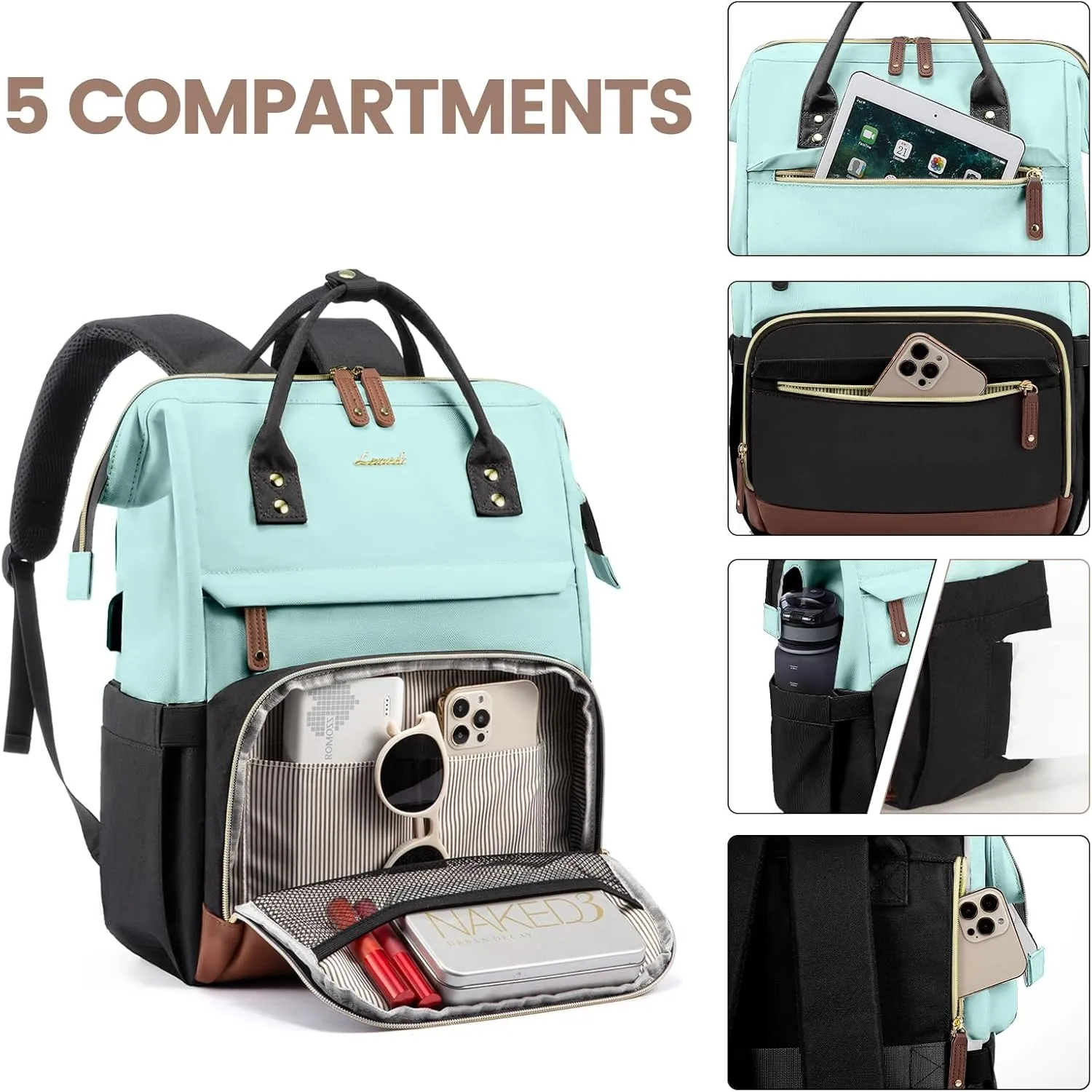LOVEVOOK Laptop Backpack for Women, 15.6 Inch Work Business Backpacks Purse with USB Port, Large Capacity Nurse Bag College Bookbag for School, Waterproof Casual Daypack for Travel