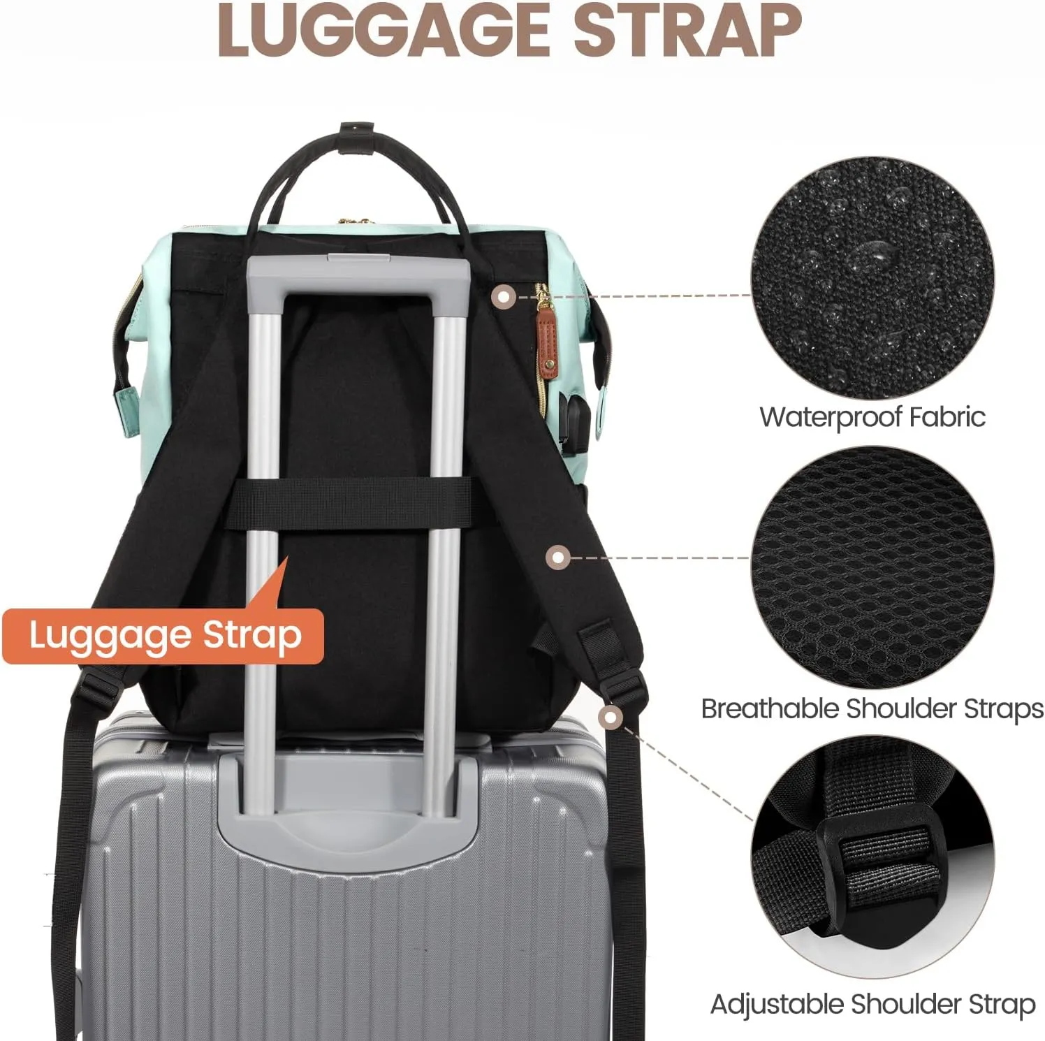 LOVEVOOK Laptop Backpack for Women, 15.6 Inch Work Business Backpacks Purse with USB Port, Large Capacity Nurse Bag College Bookbag for School, Waterproof Casual Daypack for Travel