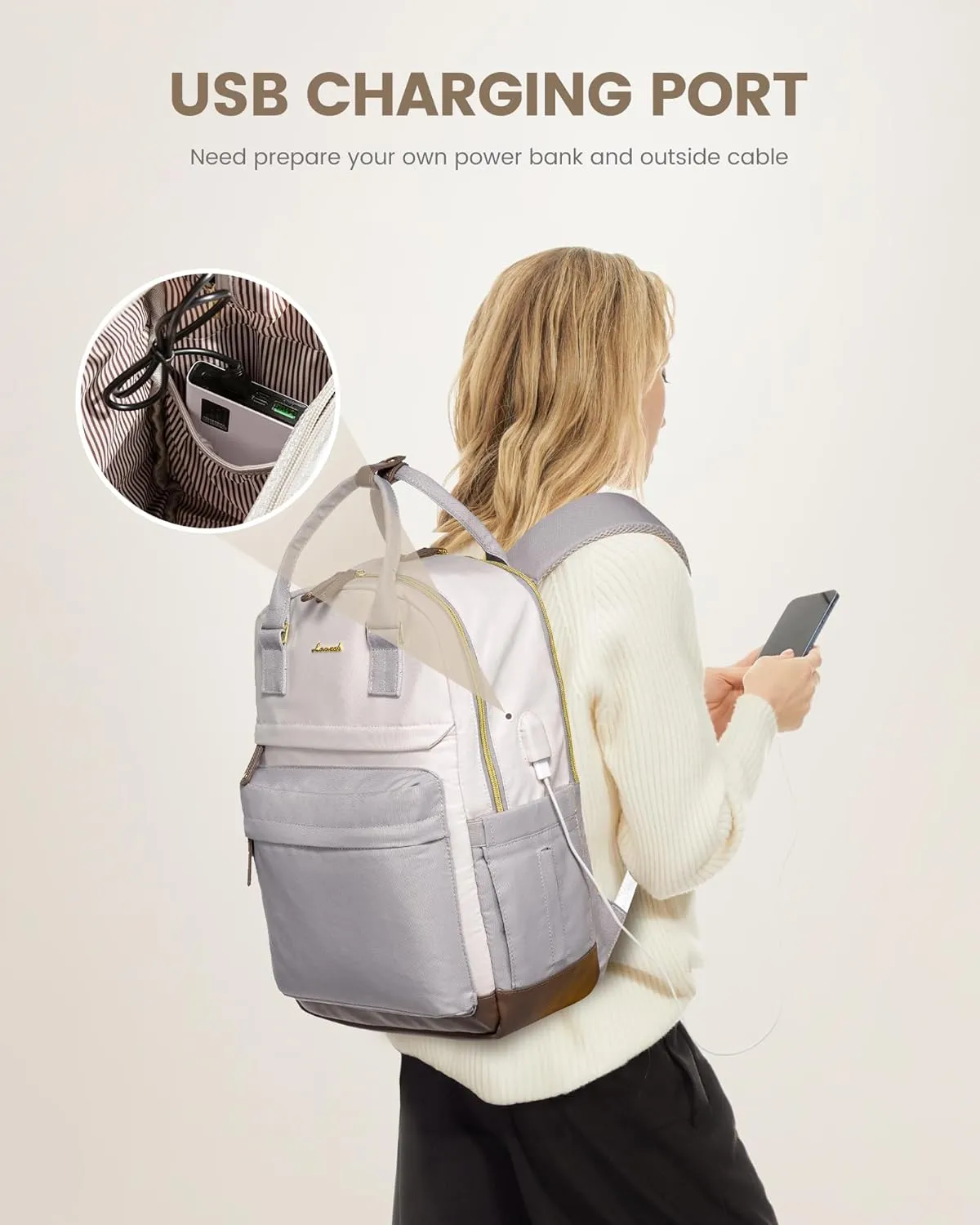 LOVEVOOK Travel Laptop Backpack Women, 15.6 Inch Anti-theft Laptop Bag with USB Port, Fashion Waterproof Computer Backpacks Teacher Nurse Backpack Purse for College School Work