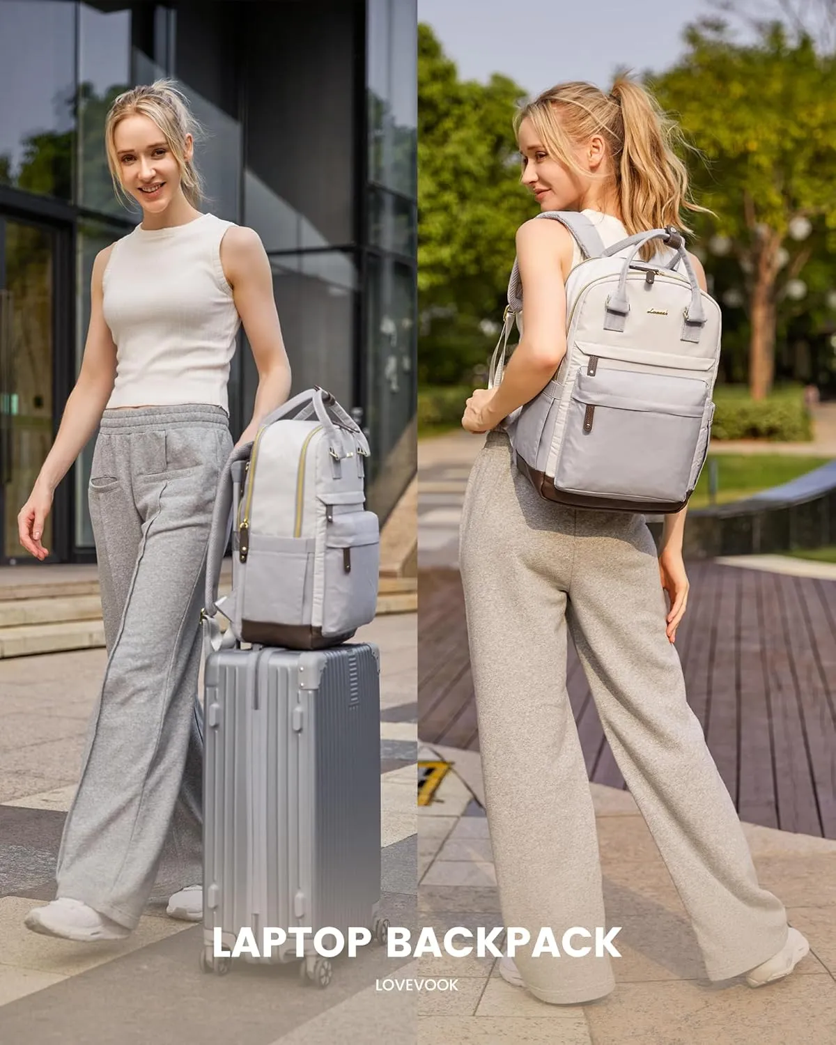 LOVEVOOK Travel Laptop Backpack Women, 15.6 Inch Anti-theft Laptop Bag with USB Port, Fashion Waterproof Computer Backpacks Teacher Nurse Backpack Purse for College School Work