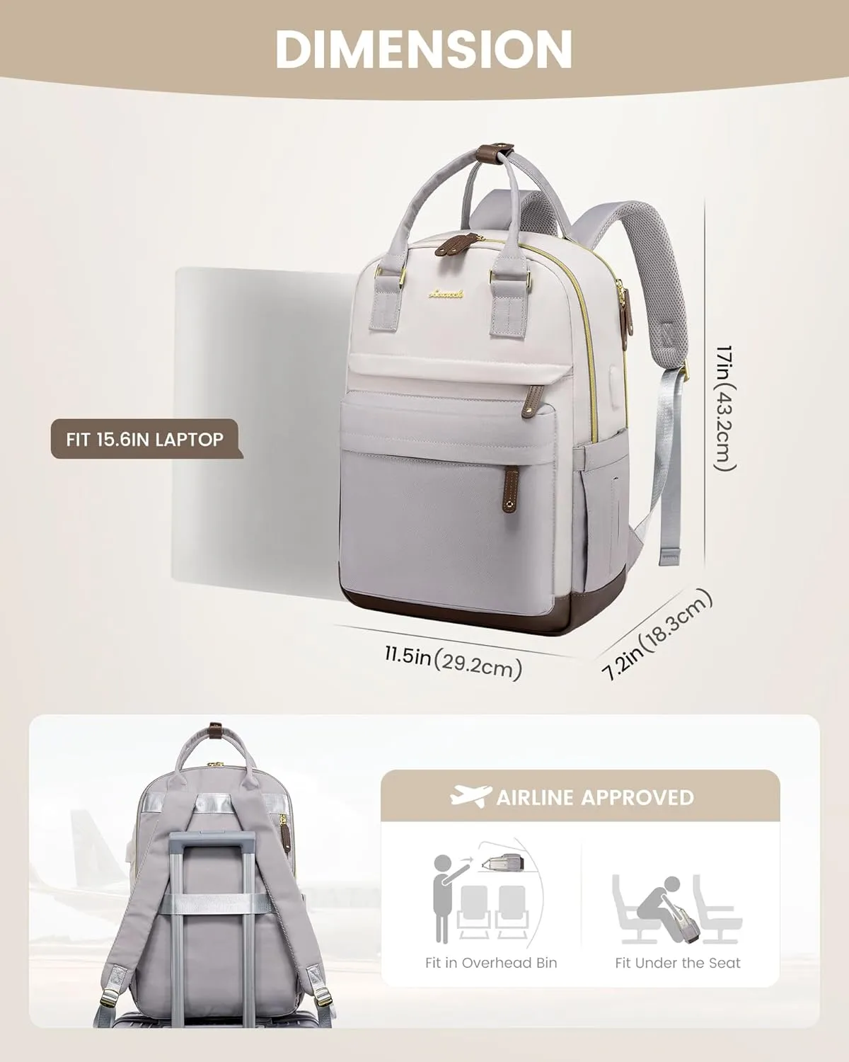 LOVEVOOK Travel Laptop Backpack Women, 15.6 Inch Anti-theft Laptop Bag with USB Port, Fashion Waterproof Computer Backpacks Teacher Nurse Backpack Purse for College School Work