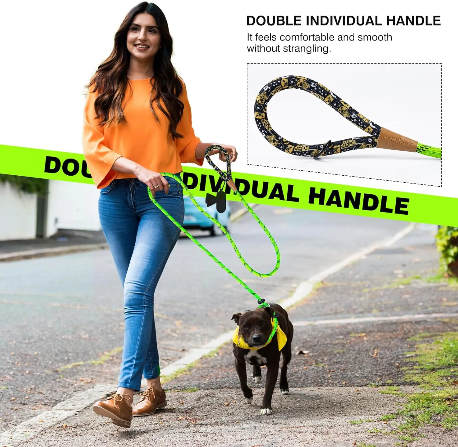 lynxking Slip Lead Dog Leash Reflective, Heavy Duty Comfortable Strong Rope Lead for Large, Medium Dogs, No Pull Pet Training (Light Green, Large 1/2in x 6ft-Slip Lead)