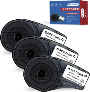 M21-750-499 Multi-Purpose Nylon Label Compatible for M21-750-499 Black on White Cloth 3/4 Inch Label Tape, for Wire and Cable, Work with M210-, M211-, BMP21 Plus, BMP21 LAB Printer, 0.75 Inch(3-Pack)