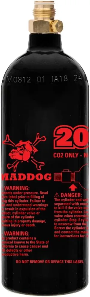 Maddog 20 Oz Refillable Aluminum CO2 Paintball Tank - Ships Empty