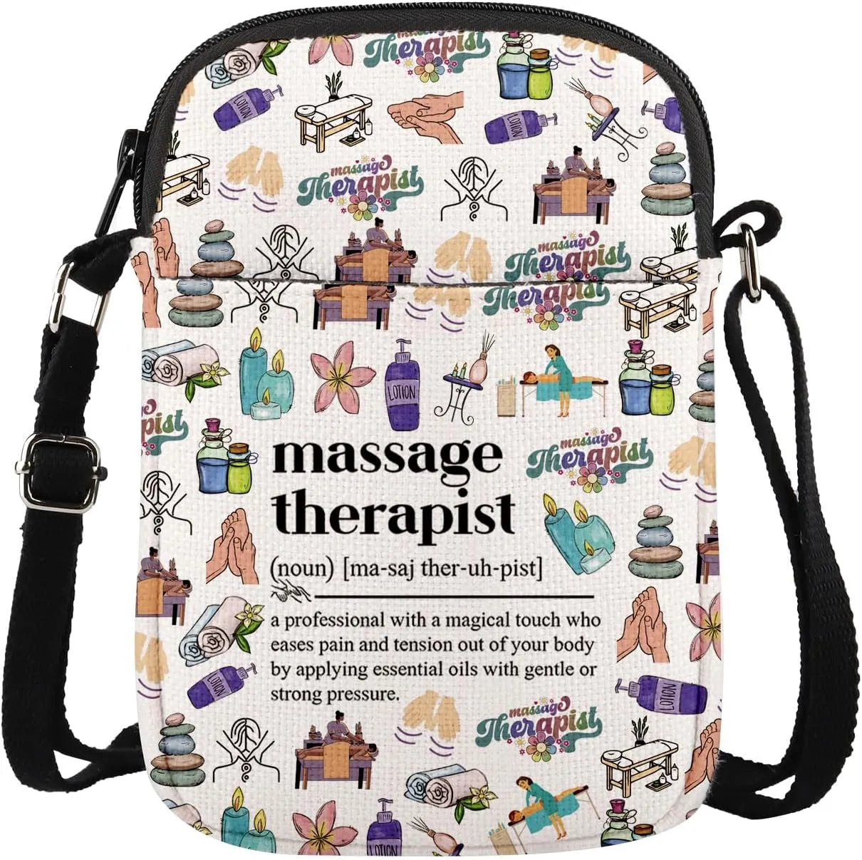 MAOFAED Massage Therapist Definition Crossbody Bag, Masseuse Quote, Massage Therapy Gift(massage therapist noun)