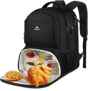 MATEIN Lunch Backpack for Men Work, 17 Inch Insulated Cooler Backpack Lunch Box with USB Charging Port, Water Resistant Laptop Back Pack Computer Meal Prep Backpacks for Picnic College Travel, Black